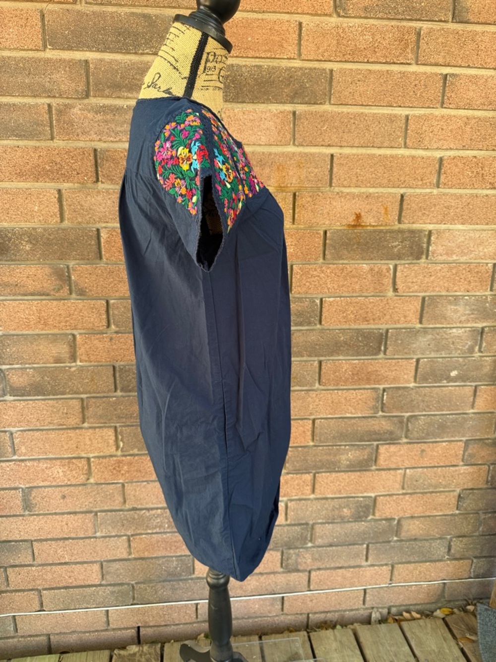 Madewell Navy Dress with Bright Multicolor Embroidery Size XS - Picture 3 of 6